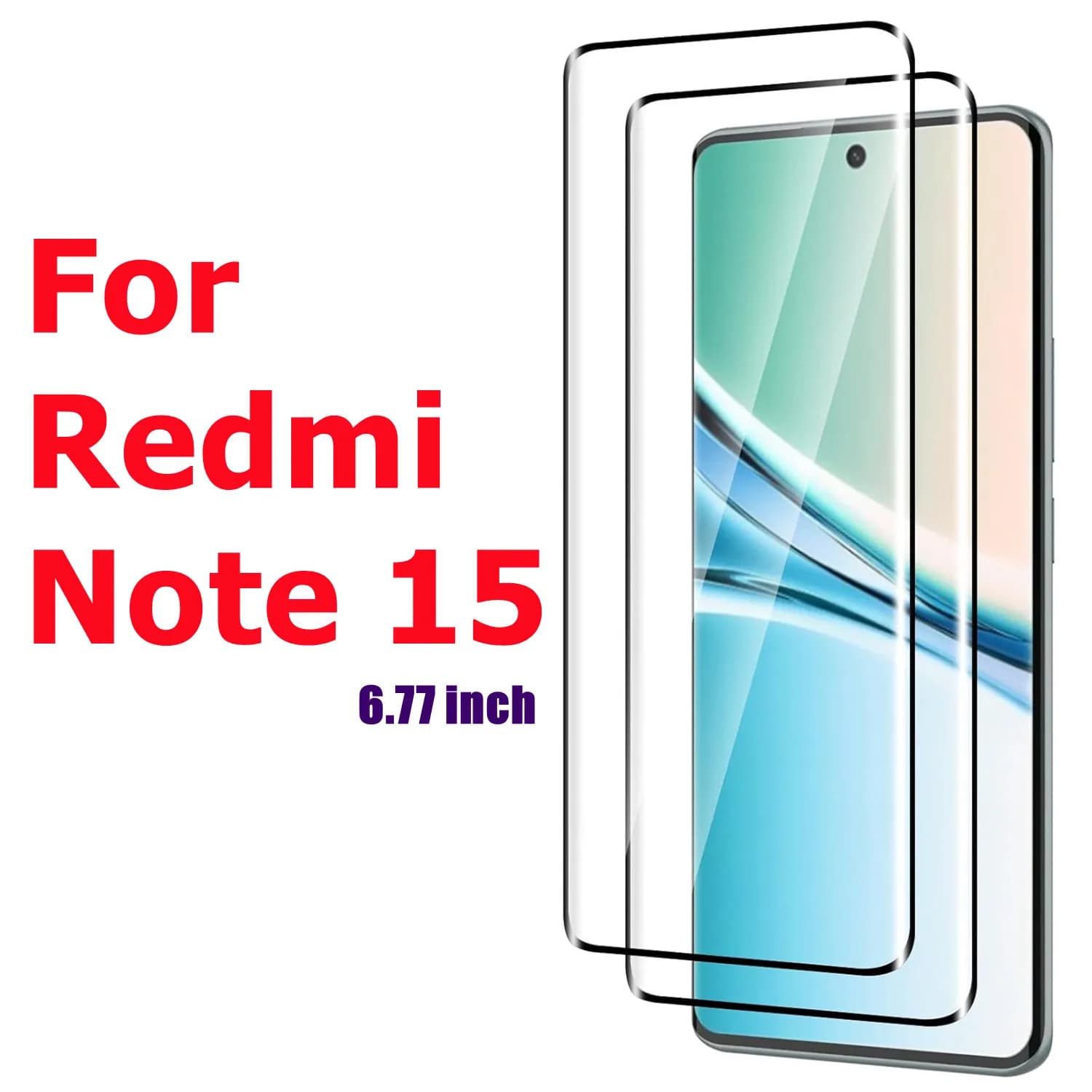 Per Redmi Note 15 Pellicola protettiva 3D in vetro temperato da 6,77 pollici resistente ai graffi e alle bolle