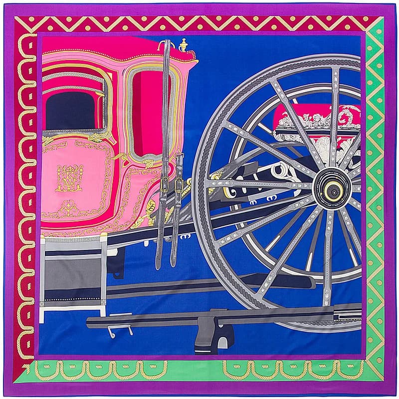 Sciarpa in Seta McTong 130cm, Pesante con Motivo Diagonale, in Seta Sintetica, Stile Carriage Lady, Sciarpa Quadrata Diagonale, Scialle alla Moda