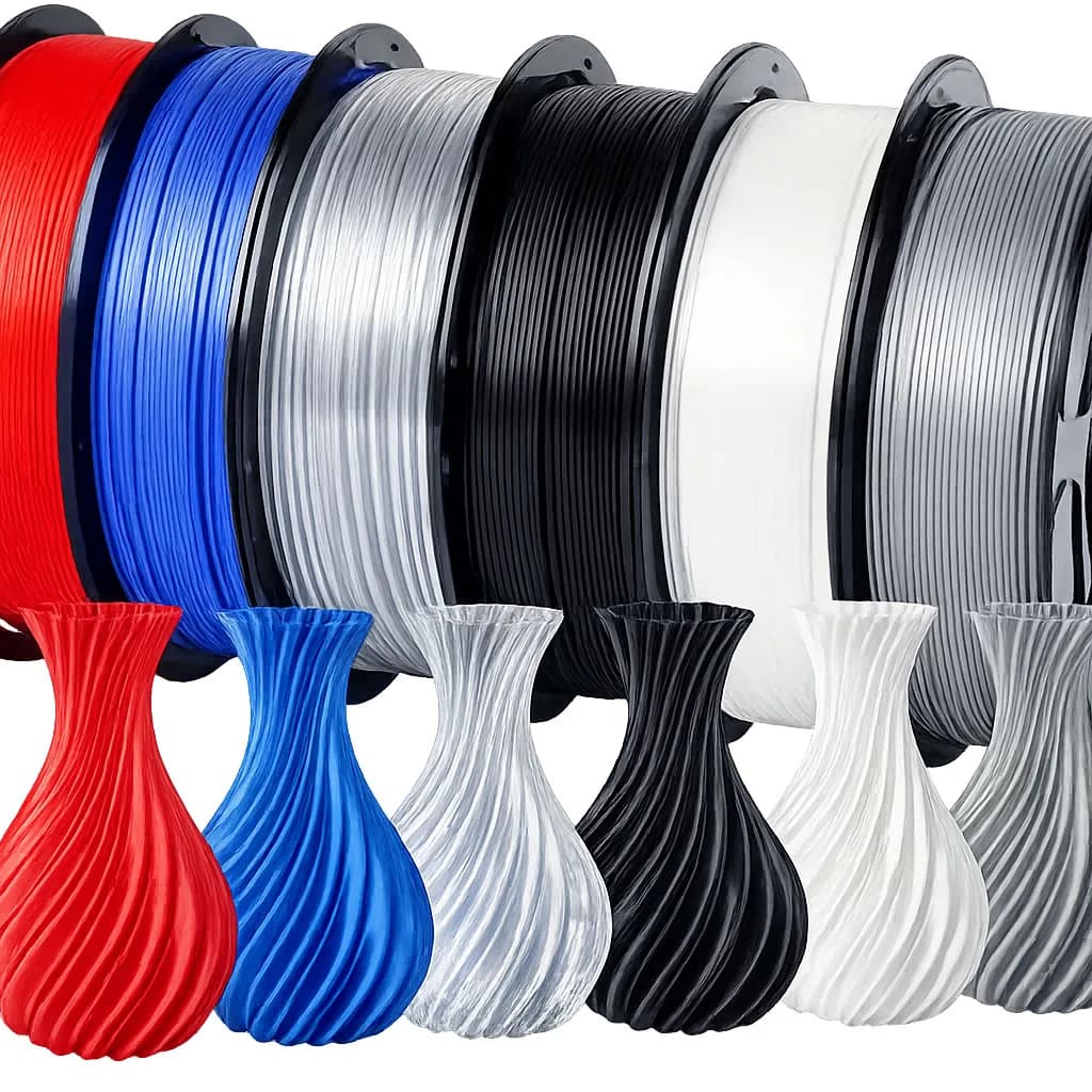 3D Printer Filament Set Multicolor 95A TPU 1.75mm - Blue, Black, Transparent, Grey, Red, White 250g*6 Packs