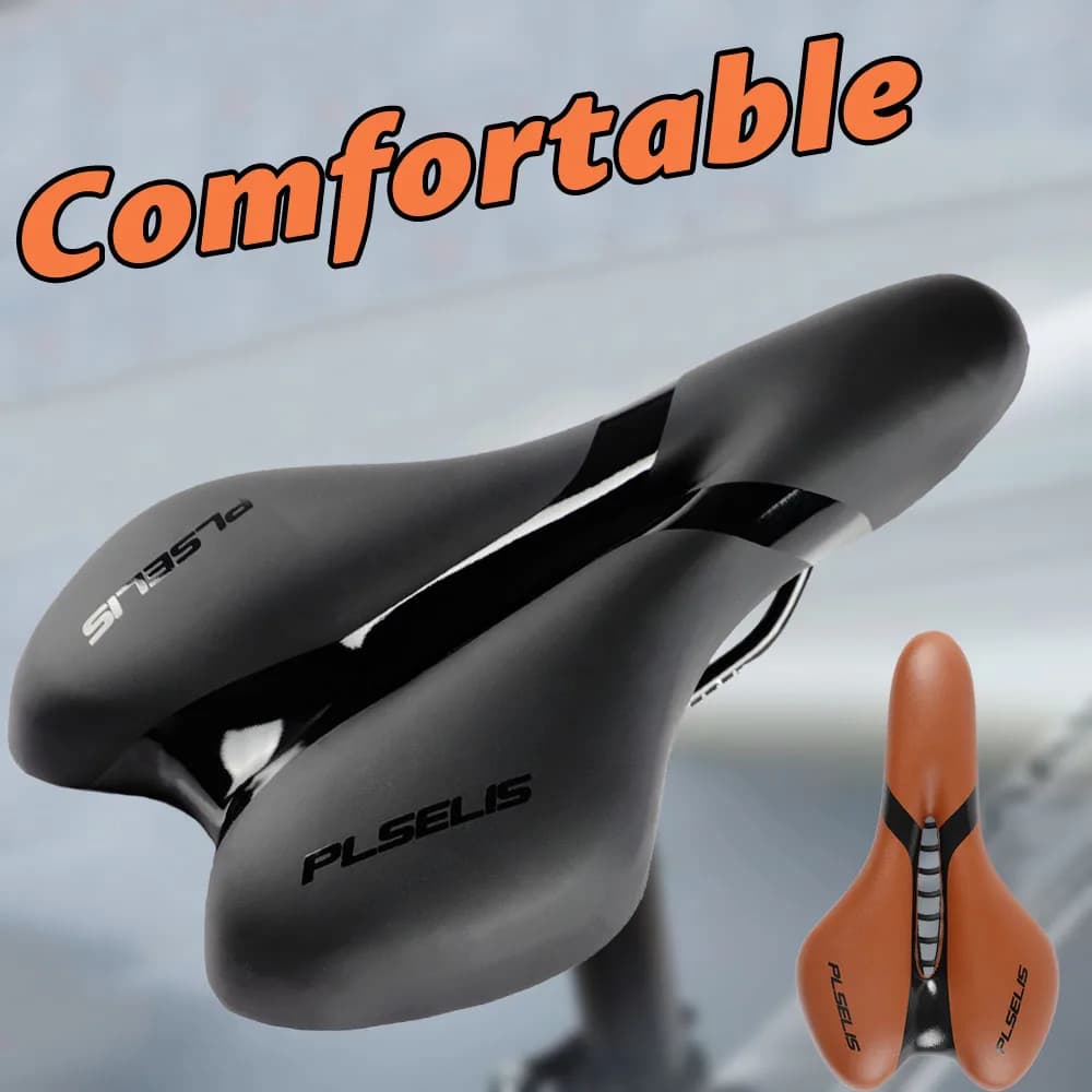 PLSELIS Sella per bicicletta marrone Cuscino per sedile per bici ergonomico e confortevole Sedile ampio comfort antidolorifico per uomo e donna in morbido silicone