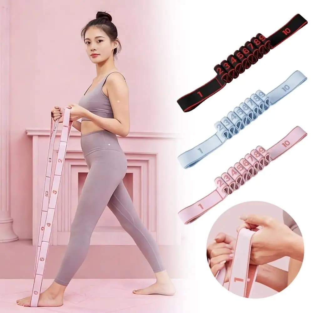 Portable Elastic Yoga Stretching Belt Digital Adjustable Dance Stretch Band 10/12 Grid Resistance Band Adult Child