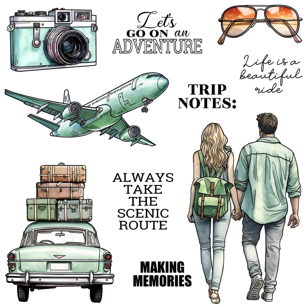 Mangocraft couples Travel Adventure Tour Metal Cutting Dies Clear Stamp DIY Scrapbooking Dies timbri in Silicone per album di carte