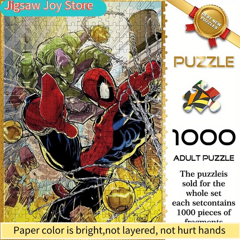 Puzzle Senza Cuciture a Tema Marvel Z10.18-71, Battaglia Epica tra Spider-Man e il Goblin Verde - Puzzle Fai-da-Te Resistente e Rinforzato, Educativo