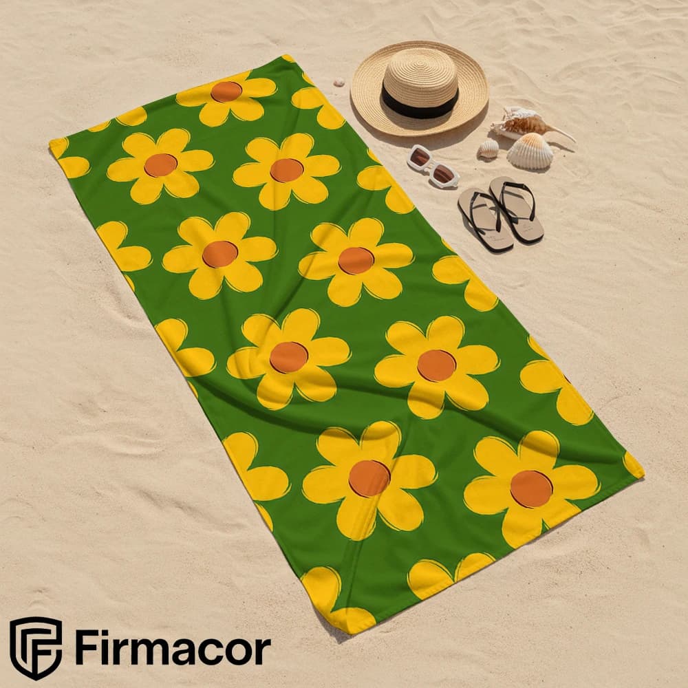 Vintage Yellow Flower Cartoon Anime Beach Towel Microfiber Quick Dry Super Absorbent Soft Bath Towel for Kids Adults Travel