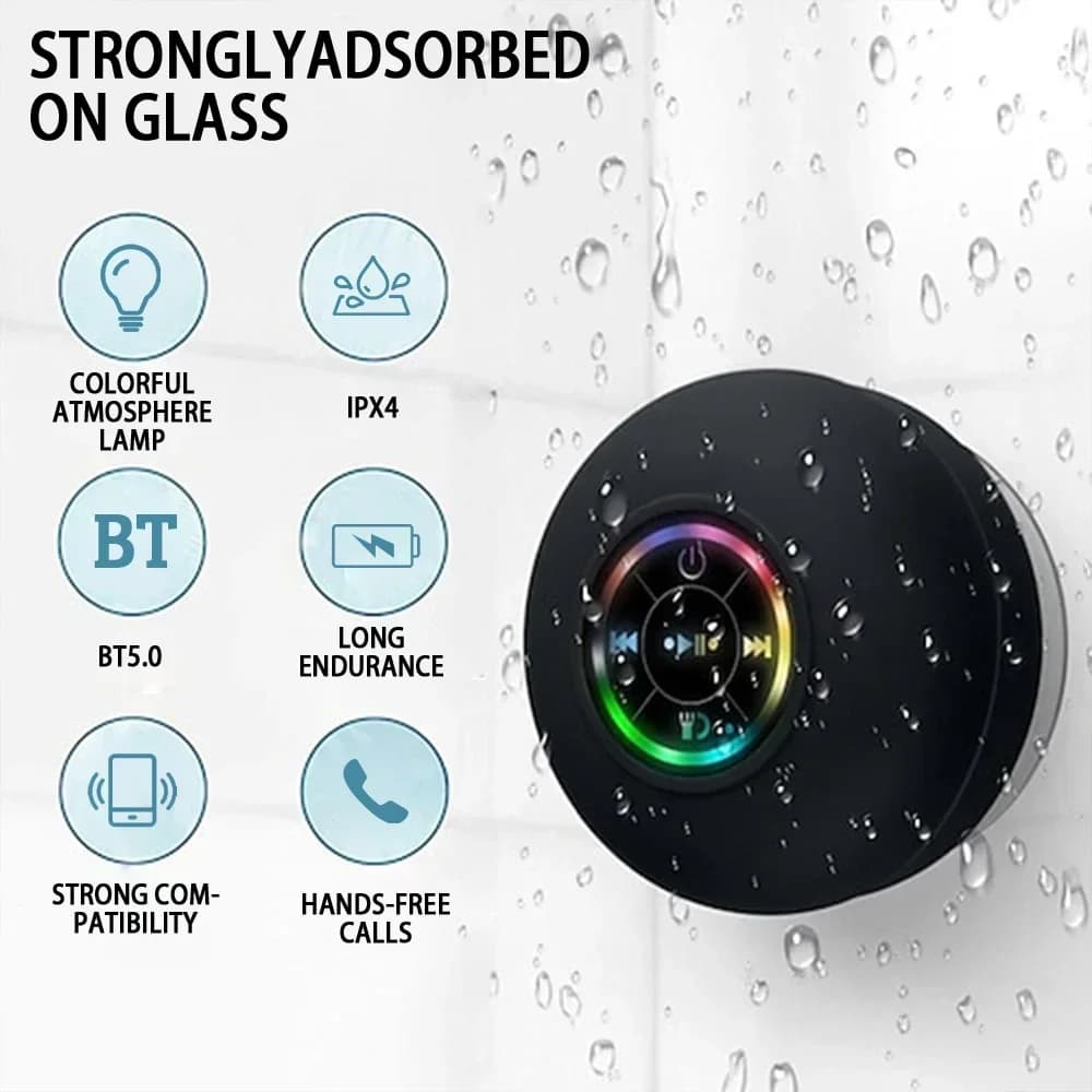 Mini altoparlante Bluetooth impermeabile con subwoofer a ventosa Altoparlante vivavoce per musica per auto da spiaggia in piscina da bagno
