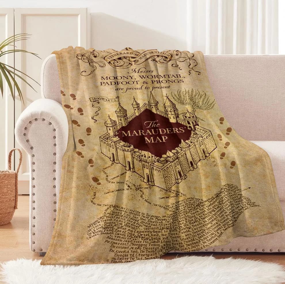 1PC Coperta con mappa dei Marauders, mappa vintage antica, coperte sottili in flanella per casa, ufficio, viaggi, campeggio, regali perfetti per l'uso in tutte le stagioni