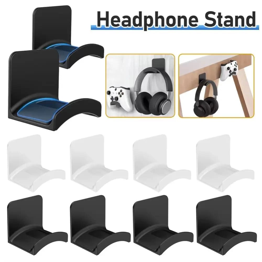 Multifunctional Adhensive Headphone Stand Wall-mounted Space Saving Headphone Hook Earphone Display Stand for Gaming Headsets