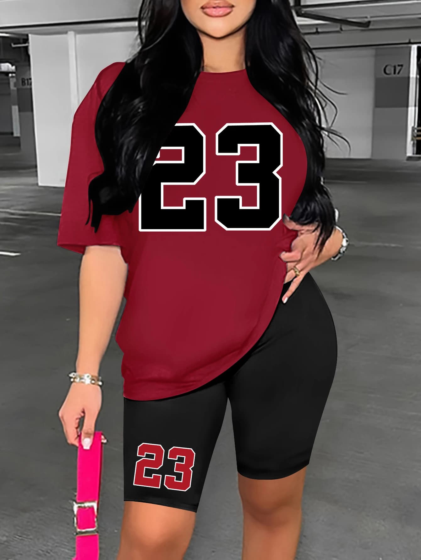 Women's summer set number 23 shorts Casual with print set women's sports shorts 2 pieces street wear women's summer clothing set