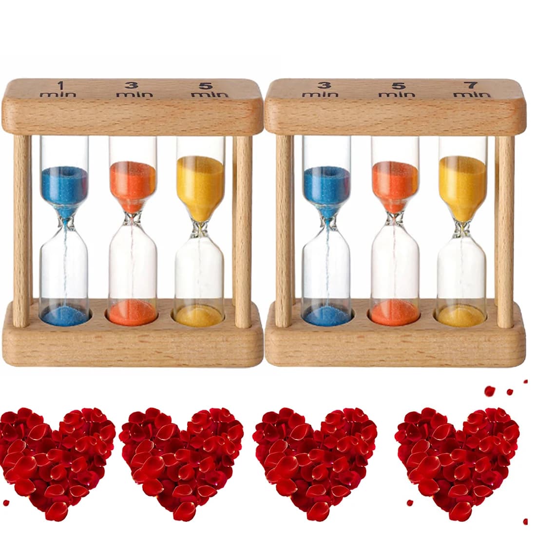 1Min 3Min 5Min 7Min Set timer per sabbia Clessidra in legno Clessidra Orologio da sabbia per cucinare Aula Esercizio Decorazione dell'home office