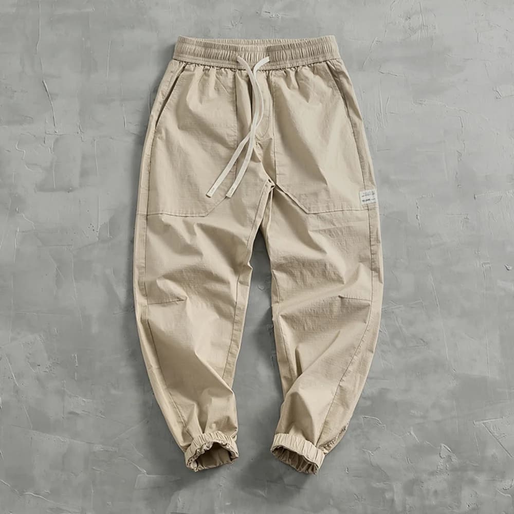 Summer quick-drying and scratch-proof fabric binding feet casual pants men's cargo stand cut elastic comfortable elastic waist b