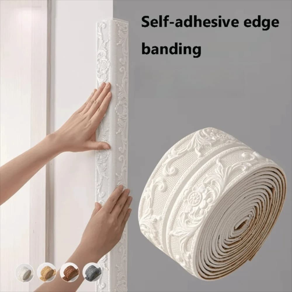 2.3 Meters/Roll Ceiling Decoration Strip Self-Adhesive Waterproof Wall Sticker 3D Foam Anti-collision Skirting Line Decor