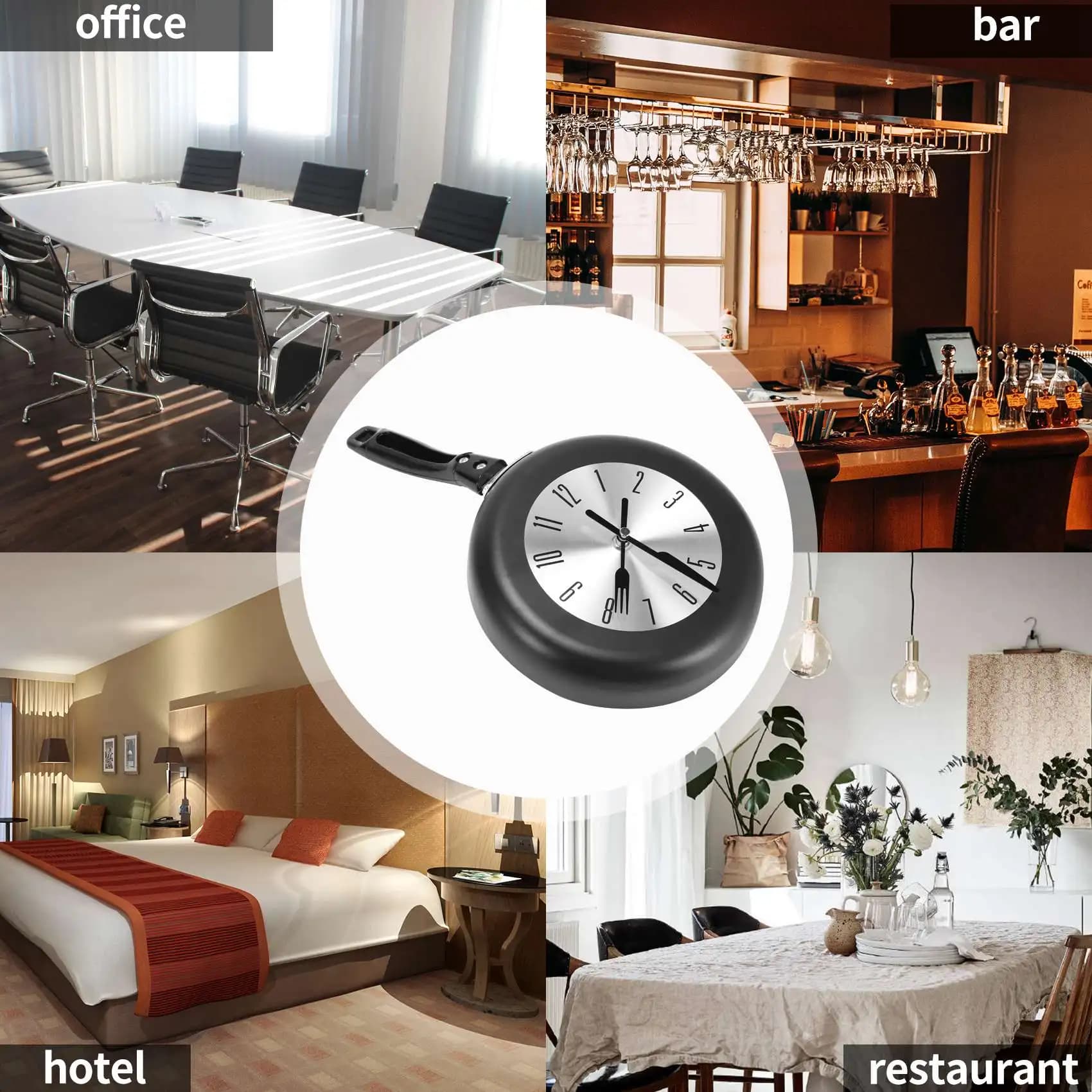 ABNH Hanging Wall Clock with 8 Inch Drawing Design Metal Kitchen Watch, Theme Wall Clock, For Home Room Decoration, Black