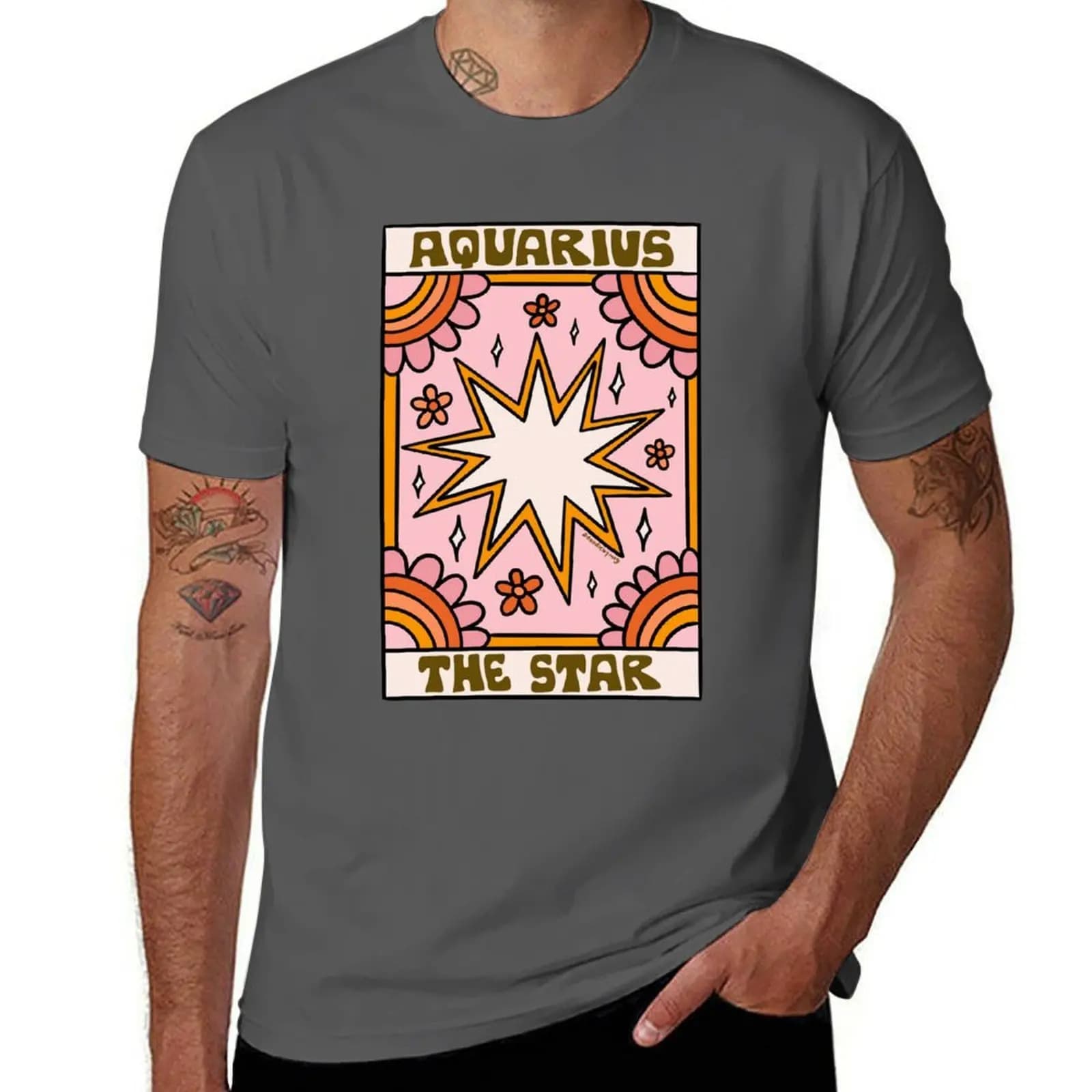 T-shirt con carta dei Tarocchi Aquarius, maglietta per feste natalizie da uomo
