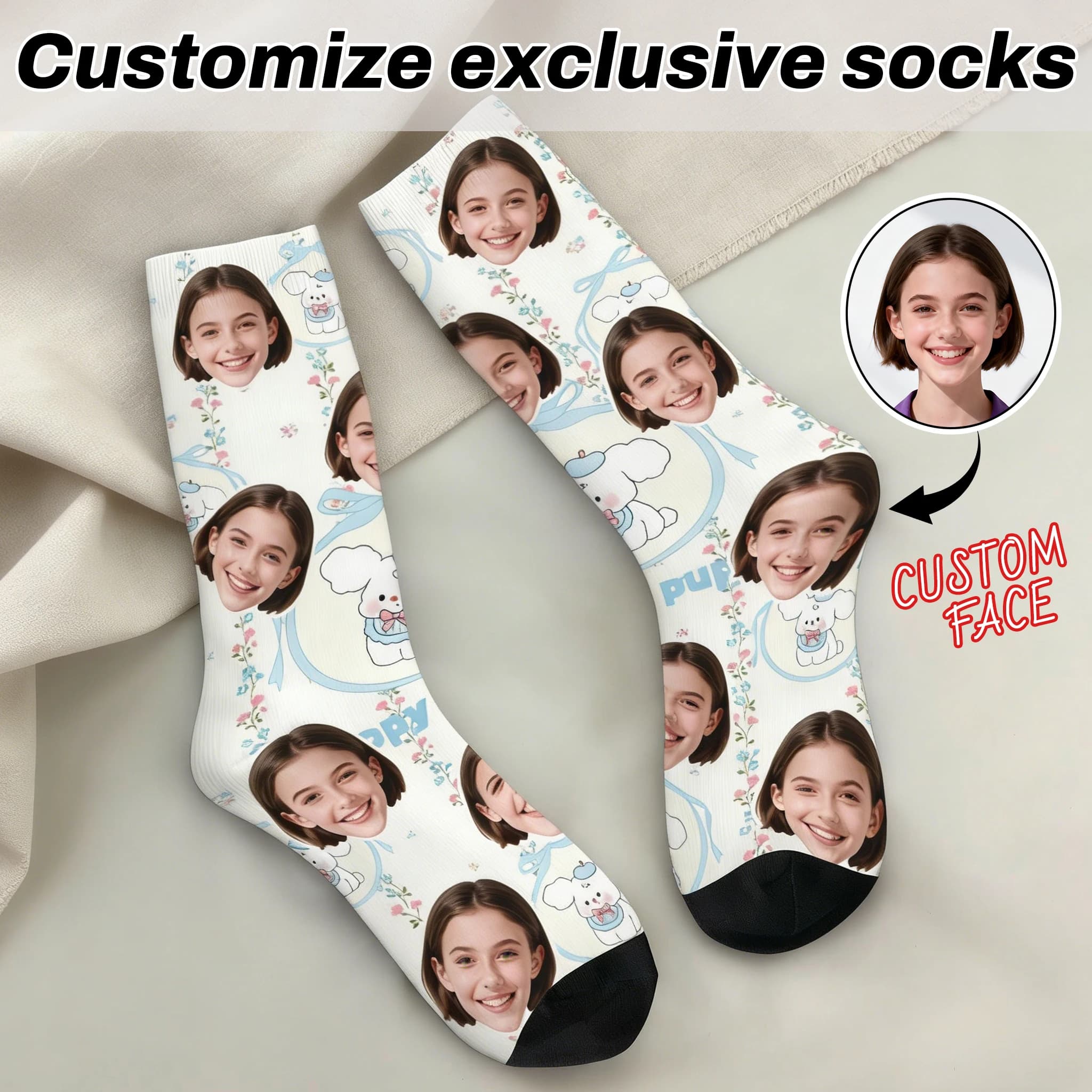 CUTE Customized face-shaped socks DIY Unisex customized socks Personalized picture socks Photo socks Customized socks as gifts