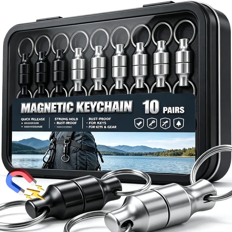 2/20x Pull-Apart Key Ring Strong Magnet Keychain Magnetic Clasps Snap Lock Holder Anti-loss Car Key Chain Outdoor Hanging Hook