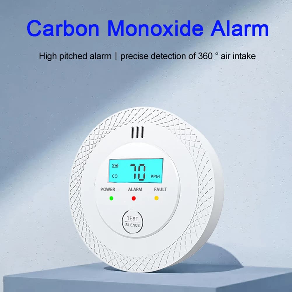 CO Alarm Sensor 85dB High Sensitive Warning Carbon Monoxide Alarm Detector with LEDs CO Detector LCD Display for Home Hotel
