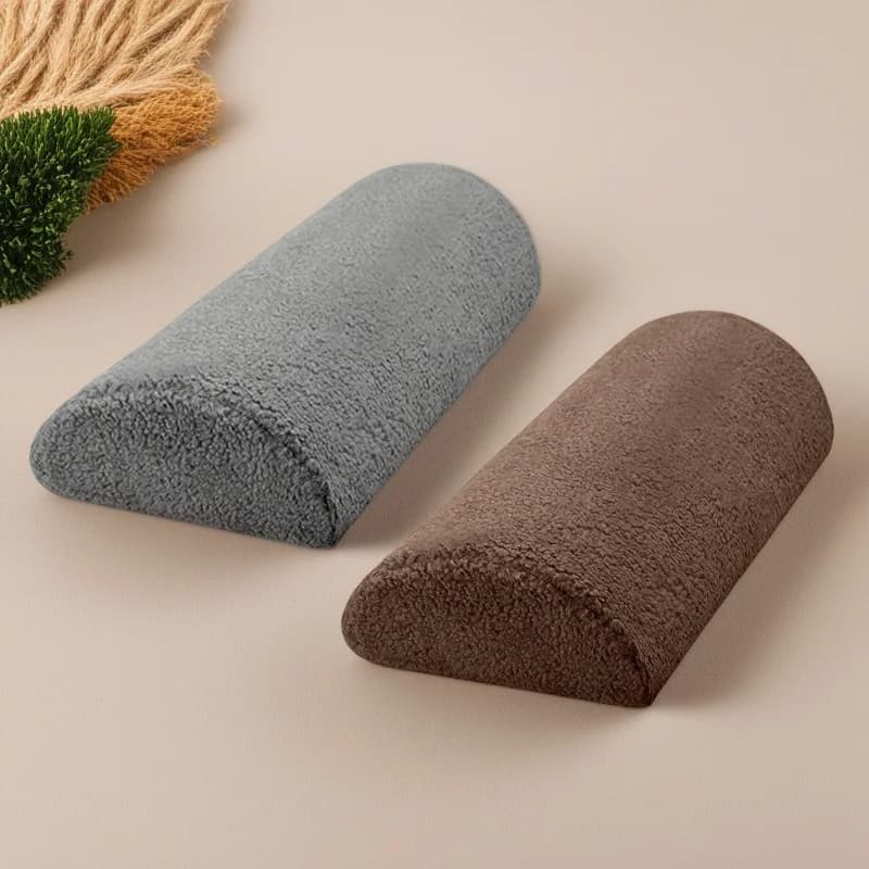 Cuscino ergonomico per poggiagambe in memory foam Morbido rivestimento in sherpa Cuscino multifunzionale a mezzaluna per supporto per i piedi della poltrona lounge