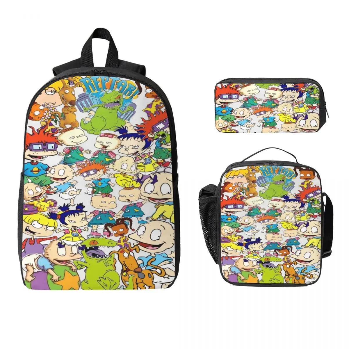 Rugrates Chuckie Finster Anime Kids Backpack Lunch Box Pencil Boxes for Boys Girls Kindergarten Backpacks Schoolbag Bookbag Set