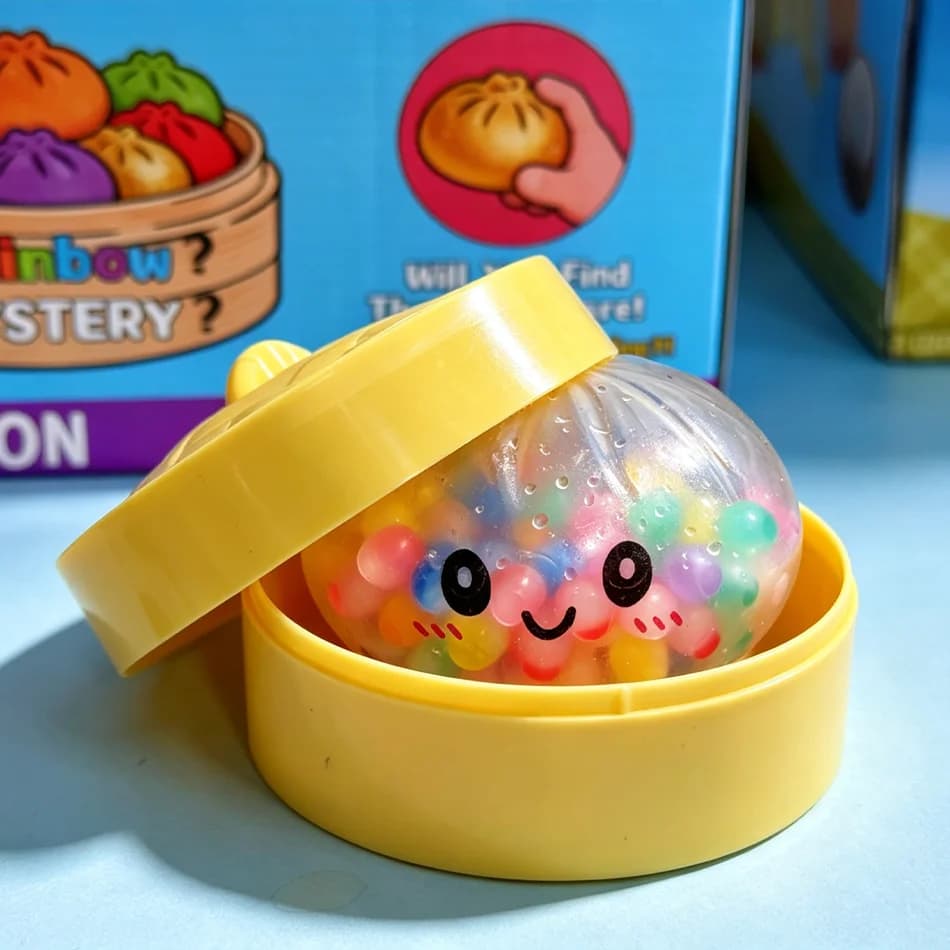New Colorful Bubble Dumpling Squeeze with Steamer Soft TPR Dough Ball Decompression Fidget Toy Funny Creative Bun Gifts