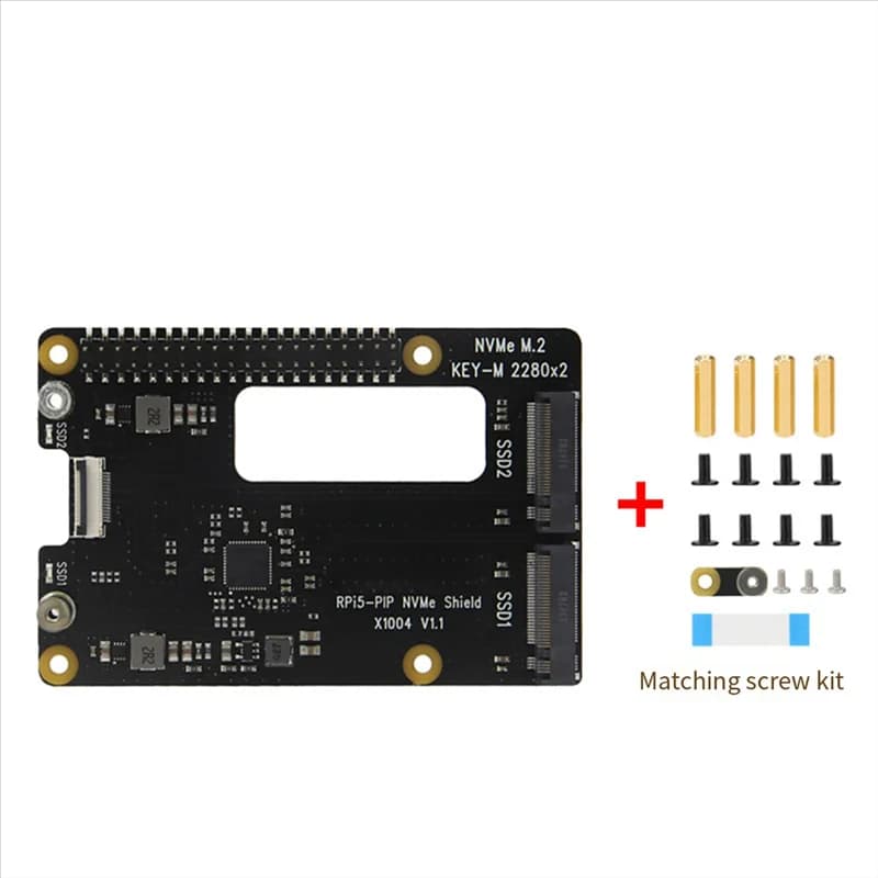 Scheda adattatore doppia SSD Scheda adattatore SSD X1004 Raspberry Pi 5 Pcie a M.2 Nvme Supporto BOOT da NVME SSD HAT Pi5 Doppio 2280
