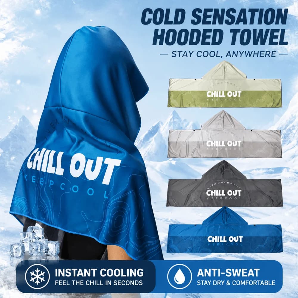 Multicolor Hooded Sunscreen Shawl Hooded Wipe Sweating Cooling Shawl T Shape Sweat Absorption Cooling Towel