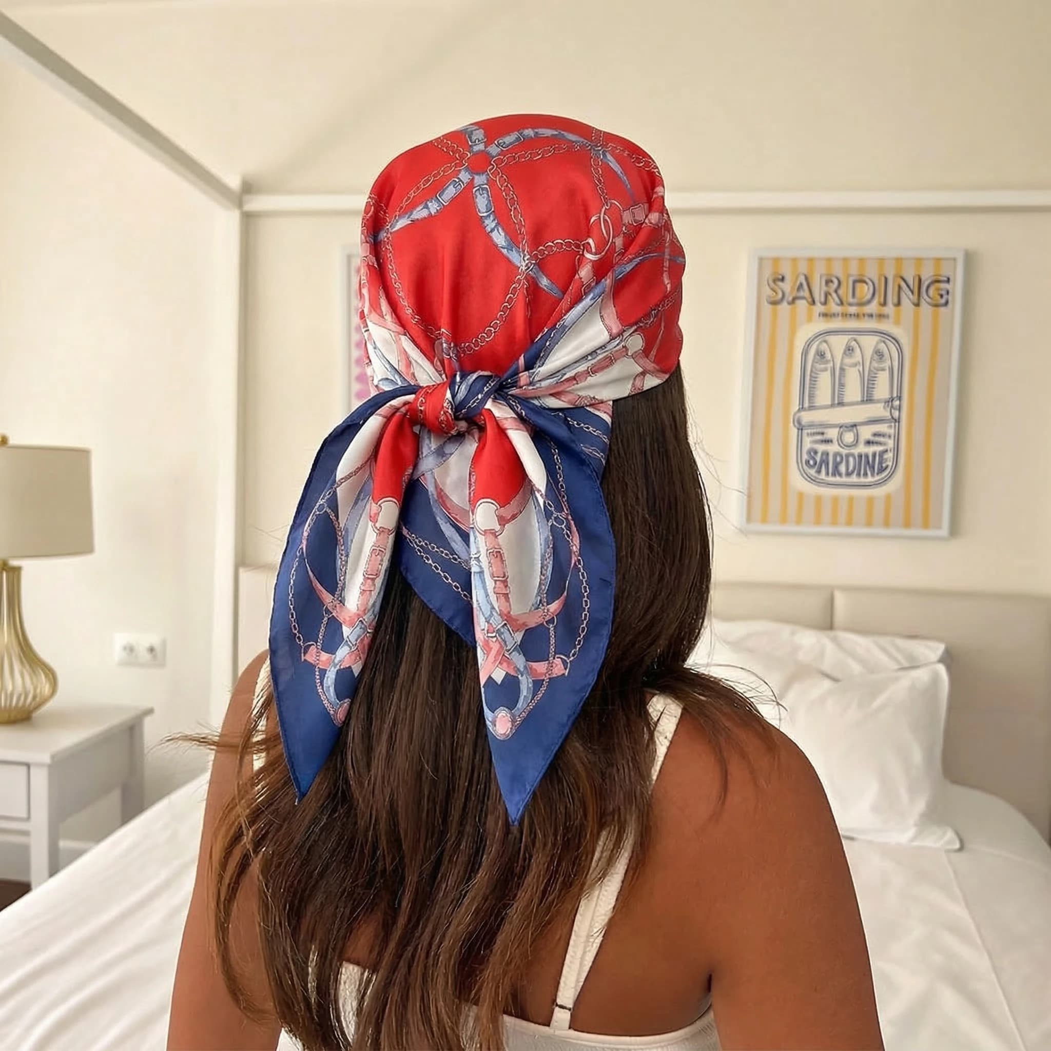 Nuova Bandana Designer in Seta, Sciarpa Quadrata da Donna, Foulard in Raso, Hijab, Fascia per Capelli, Sciarpa da Polso, Lussuoso Fazzoletto per la Testa 70*70cm, Echarpe