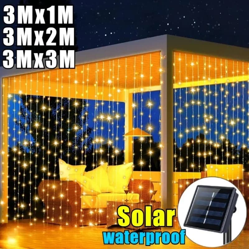 Luci per tende solari 3M Luci per ghirlande di fate 8 modalità Luci decorative impermeabili per esterni per il giardino della casa di Natale delle fate