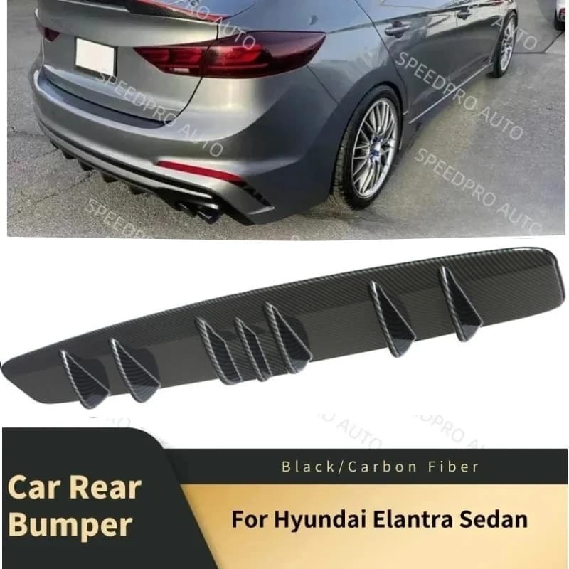For Hyundai Elantra Sedan 7 Alette Diffuser Bumpers Posteriore Auto 33" Spoiler Lip Splitter Kit Deflettore Carrozzeria Accessories Auto Black