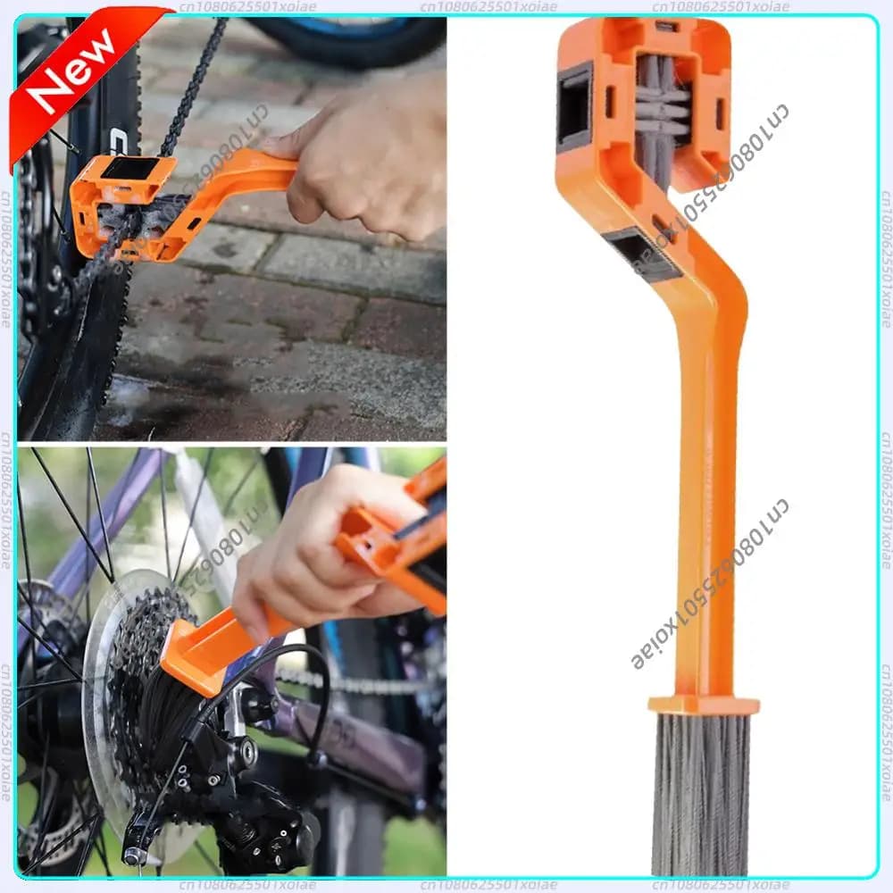 Spazzola per Catena in Plastica con Ingranaggi, Spazzola per Pulizia Catena Bici MTB, Strumento Portatile per la Pulizia di Bici e Moto, Cura Cerchioni e Pneumatici