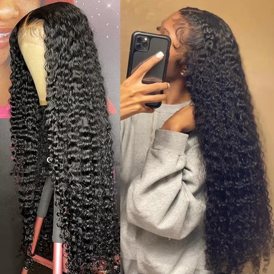34 36inch Hd 13x4 13x6 Curly Wigs Deep Wave Frontal Wig Brazilian Curly Human Hair Wig Loose Water Wave Wig For Women 250 Densit