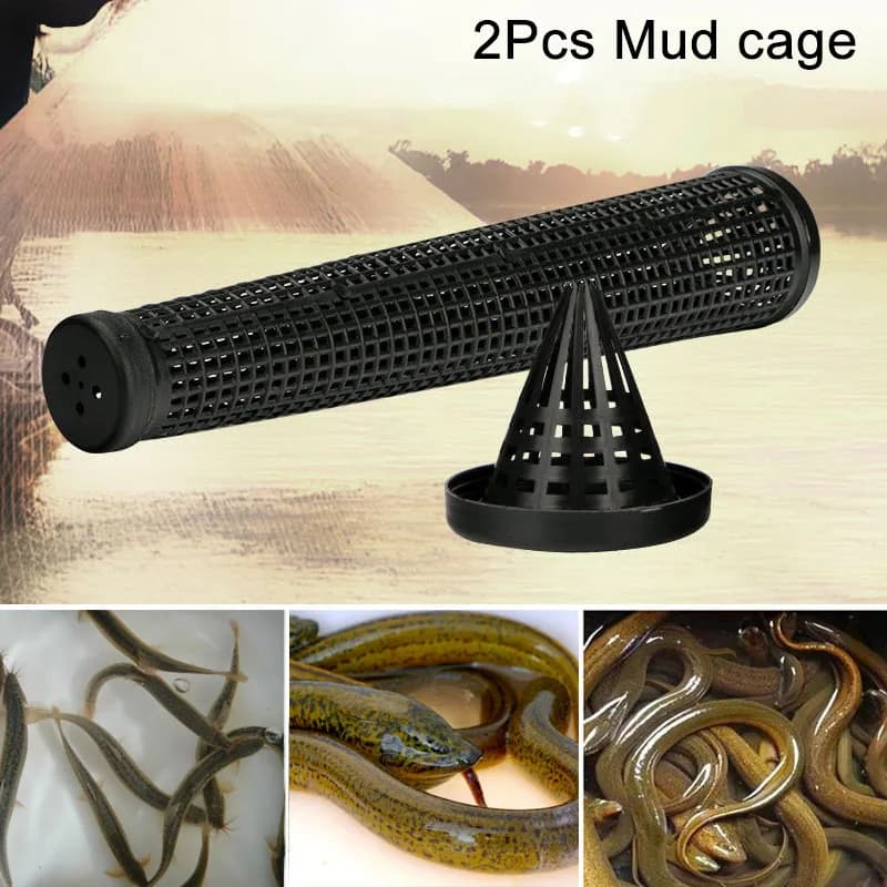 2 pz Nero Rete Da Pesce Gabbia A Rete Finless Anguilla Loach Trappola Pentola Da Pesca Contenitore di Plastica Durevole Contenitore di Fango Gabbia Contenitore Trappole Da Pesca