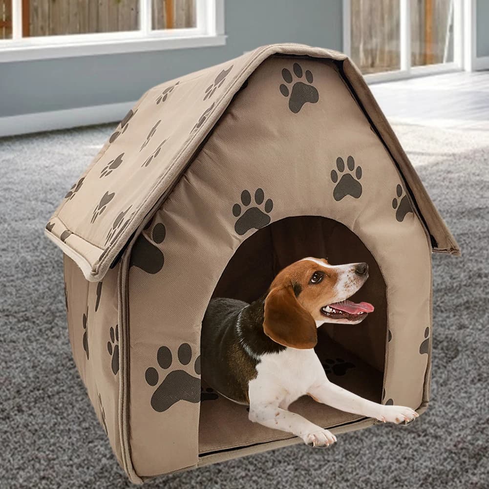 Peluche animali domestici casa cartone animato morbido cucciolo casa lavabile cani caldi grotta letto semichiuso peluche gattino casa per l'inverno al coperto