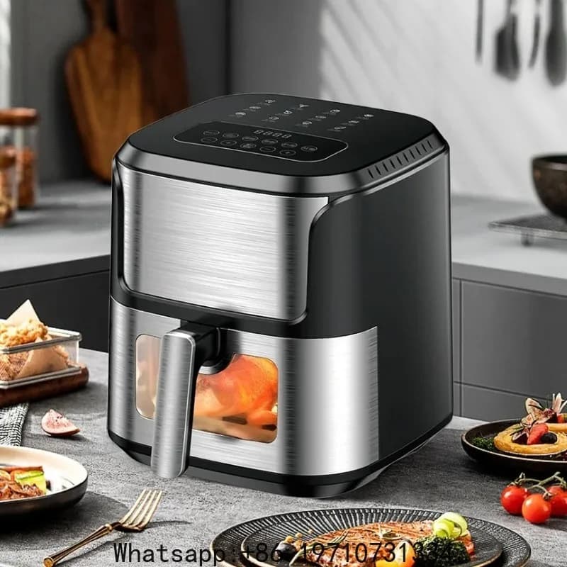 Friggitrice ad Aria 5L, Forno Elettrico ad Aria Calda con Controllo Touch, Cestello Antiaderente e Finestra Visibile, per Cucina e Famiglia