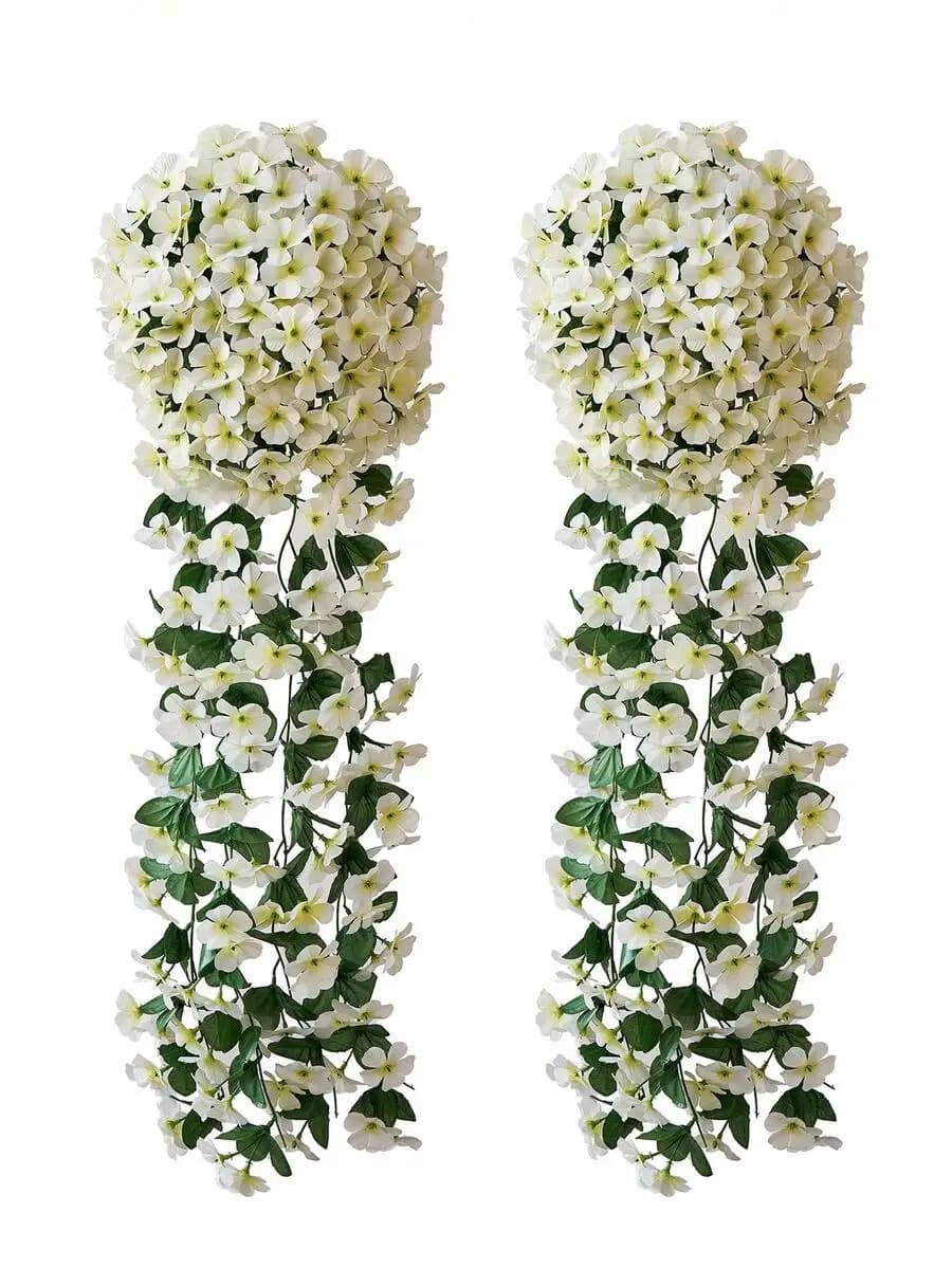 1 pezzo/2 pezzi di fiori artificiali pendenti per esterni, finte piante di fiori di edera viola da appendere a parete per esterni.