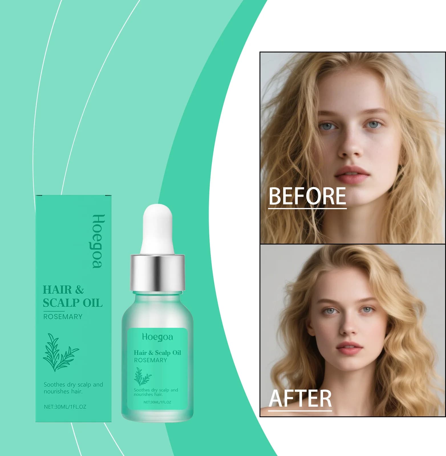 Olio Essenziale per la Crescita dei Capelli e Cura della Pelle Contro la Caduta dei Capelli 100% Naturale Puro 30ml