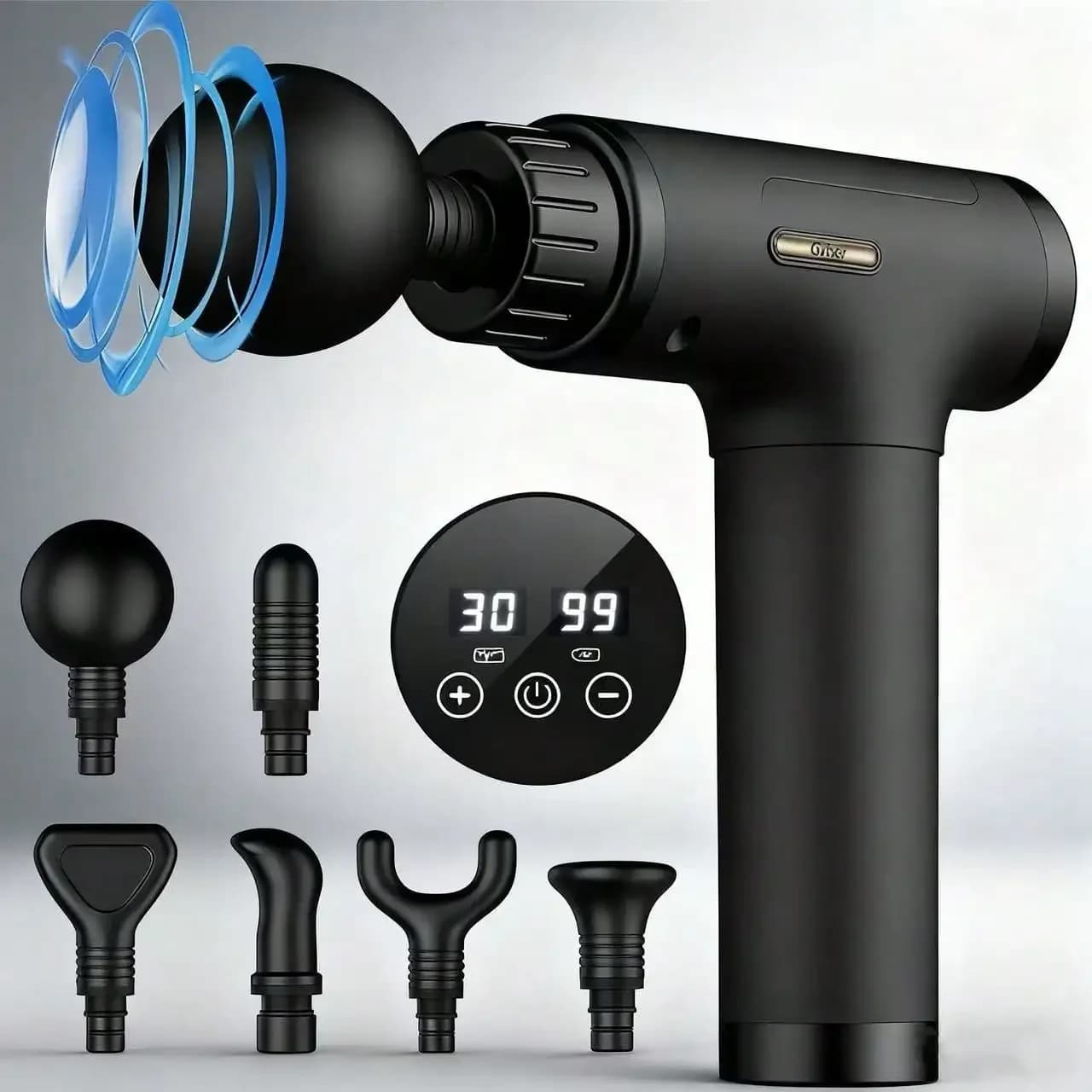 Pistola per massaggio portatile per il corpo, portatile, con 6 accessori per alleviare il dolore - schiena, collo, corpo e 30 velocità, allevia la pressione, massaggiatore a percussione portatile ricaricabile ultracompatto, motore silenzioso senza spazzole, azionamento ad alta coppia, design elegante, adatto per tutti.