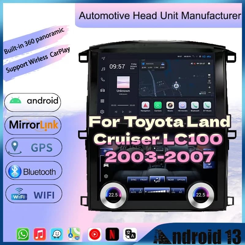 Dual 10" Android 13 For Toyota Land Cruiser LC100 2003-2007 Car Radio Multimedia Video Player Carplay Auto GPS Navigation System
