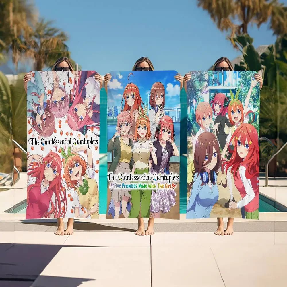 Anime The Quintessential Quintuplets Anime Beach Asciugamano da nuoto Morbido assorbente per il viso Regali per bambini Viaggi Campeggio Palestra