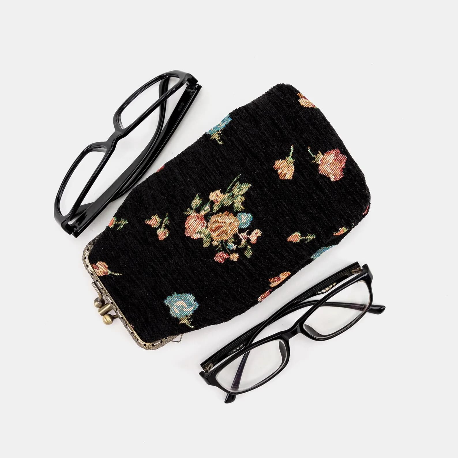 Lost in Vintage anni '50 Borsa con arazzo Custodia per occhiali con tappeto cucito a mano- Borsa per occhiali da sole vintage con doppia chiusura a bacio-Occhiali da sole vintage