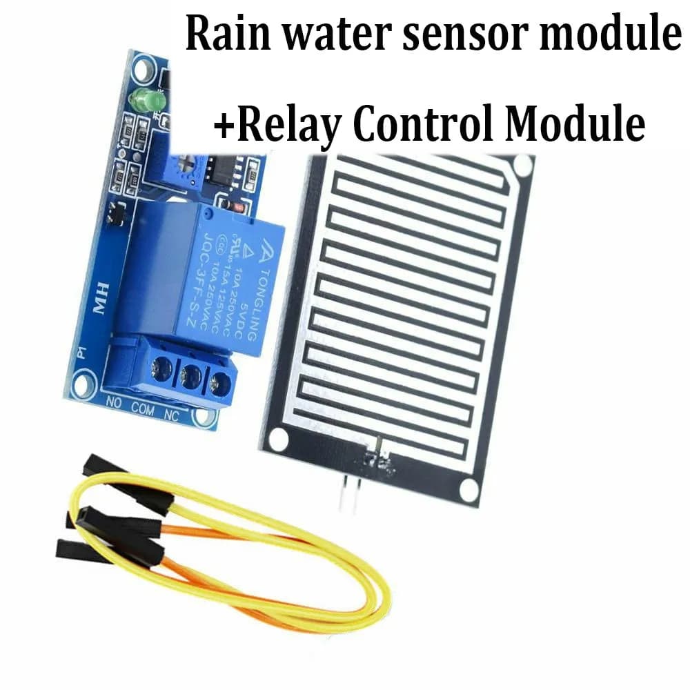 Rain sensor for water detection module Raspberry Pi 12V with relay control for moisture and time monitoring