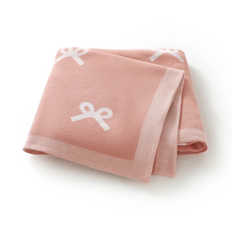 Fashion Bowknot Knit Newborn Baby Blankets Cotton Infant Boy Girl Bedding Quilts 100*80cm Toddler Stroller Swaddling Wrap Plaid