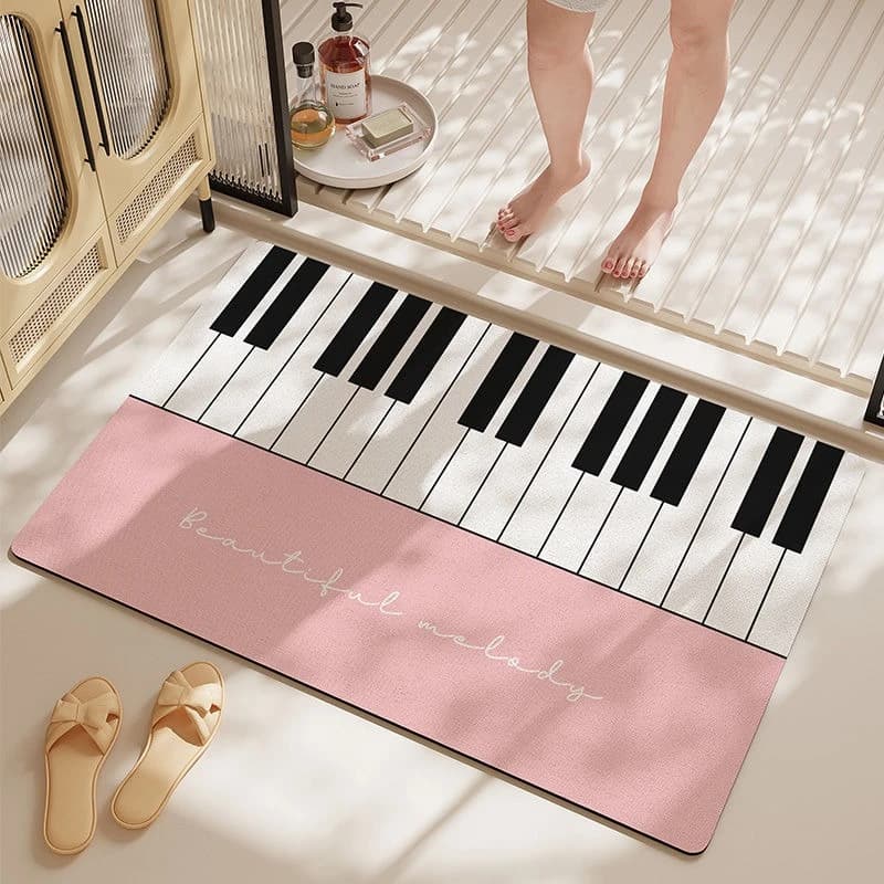 Tappetino per pianoforte di lusso leggero Tappetino per porta in stile musicale Ingresso foyer Tappetino antiscivolo ad asciugatura rapida Accessori per il bagno Decorazioni per la casa