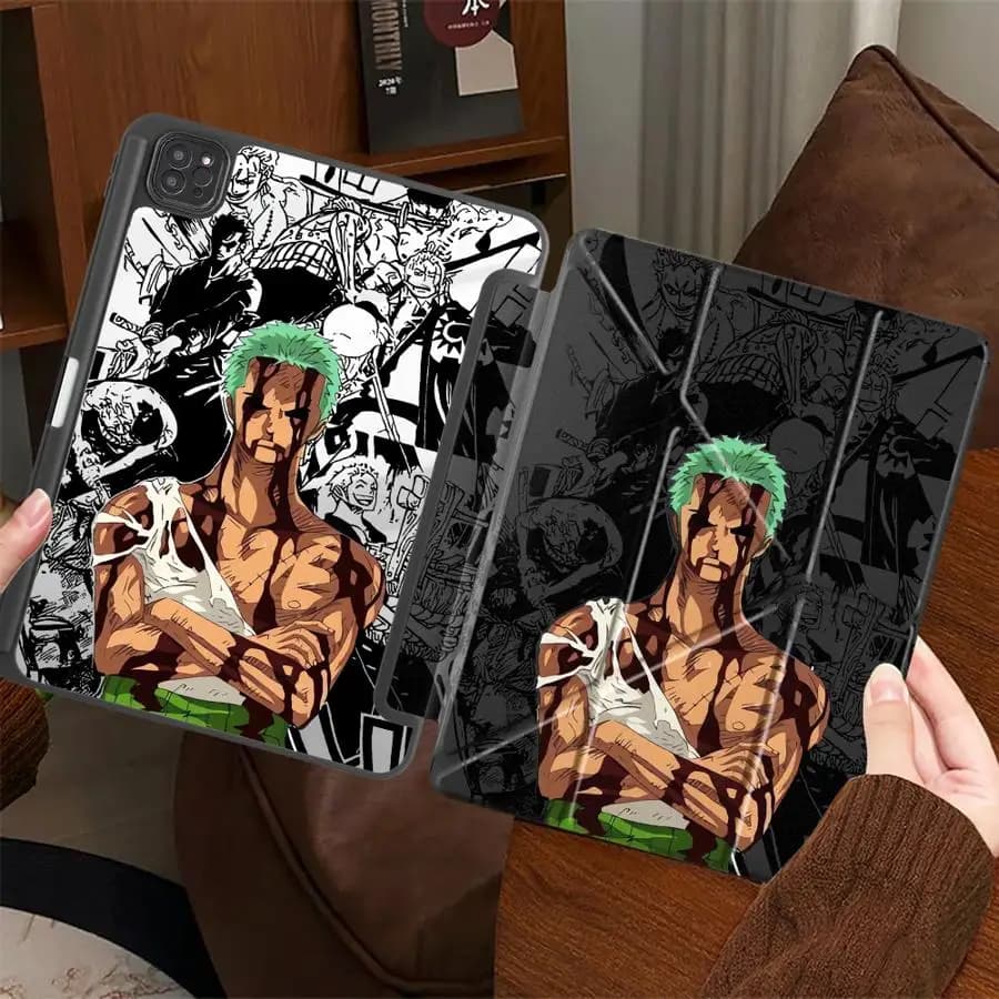 Custodia per Tablet One Piece Zoro per iPad Mini 6 7 Pro 2025 Pro 11th 10th 9th 8th 7th 12.9 pollici Air 4 5 M3 M2 1 2 M4 11 pollici con Supporto