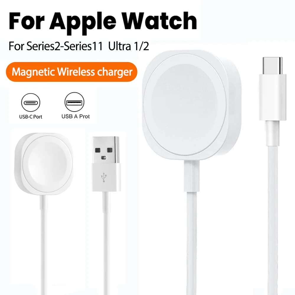 Cavo di ricarica da 1M per Apple Watch Serie 11 10 9 8 7 6 5 4 3 2 SE Ultra Edition, caricatore magnetico wireless USB/Type-C per iWatch