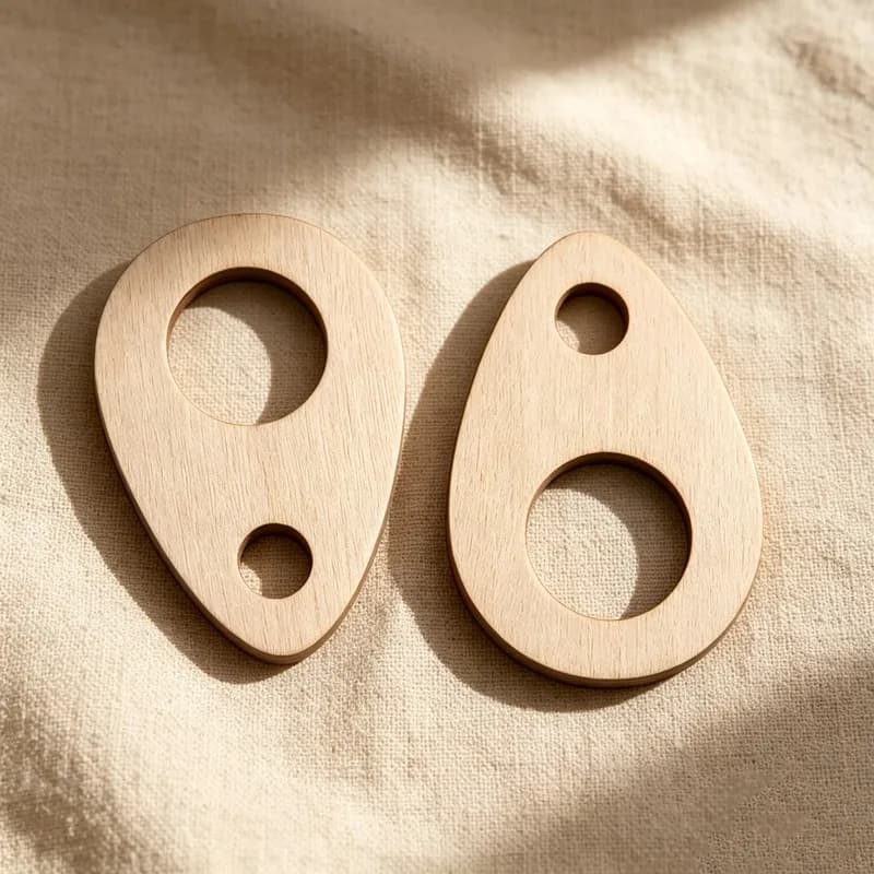 84 pcs Double Hole Thread Cards Water Drop Double Hole Design, designed for Cross Stitch Organizing, Natural Wood Material