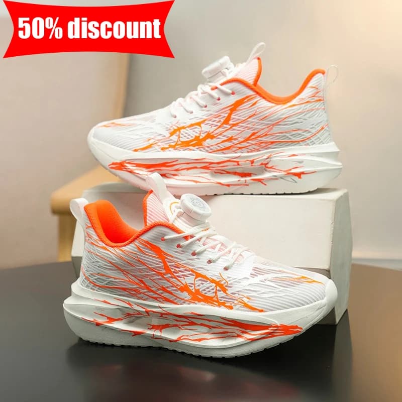 Scarpe da corsa per bambini, estive, traspiranti, in rete, comode, con bottoni rotanti, sneakers casual, antiscivolo, scarpe da tennis per bambini