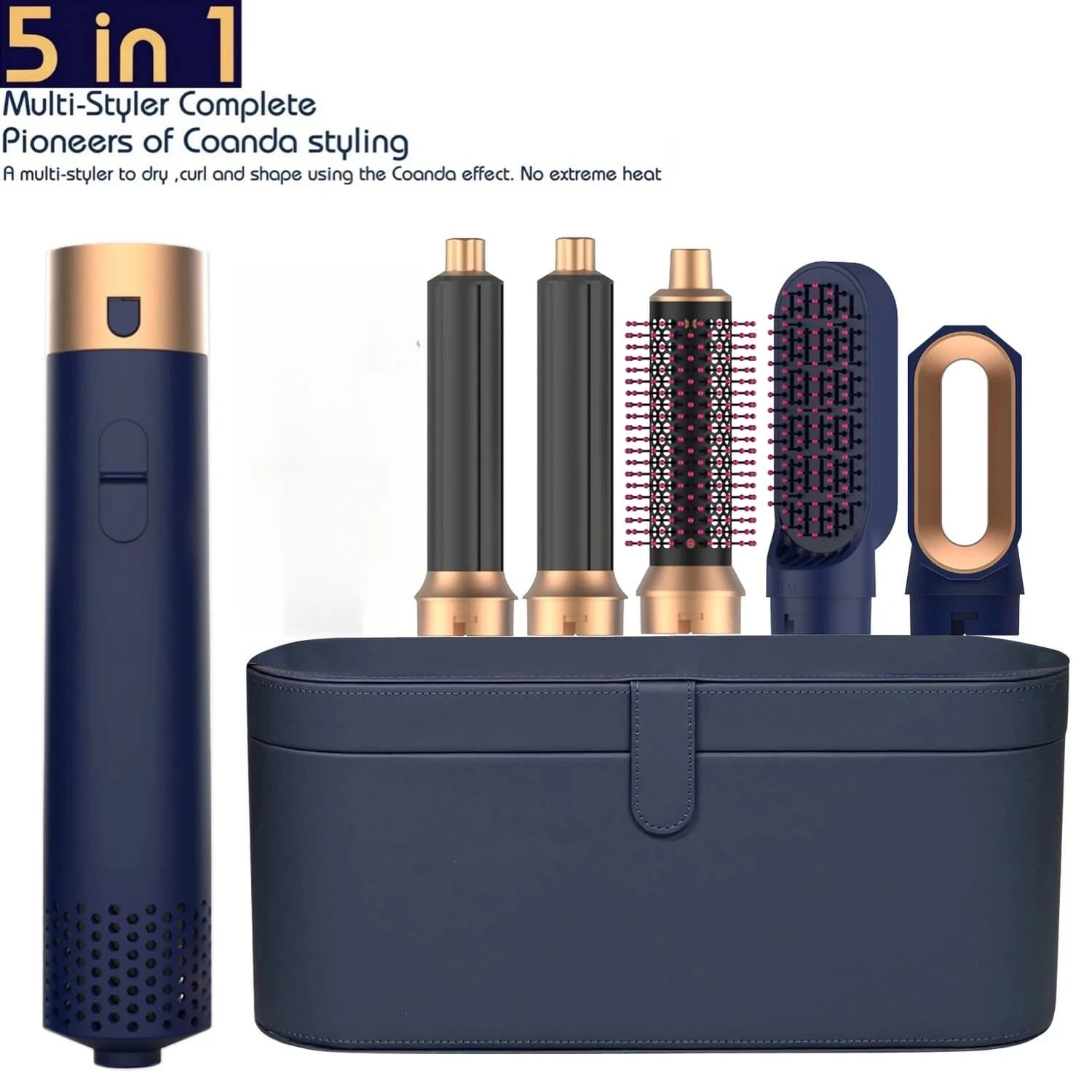 Super Hot Air Brush Wrap Culer 5IN1 Hair Styler Auto Curling Drum Brush to smooth hair quick drying hair with LetterBox