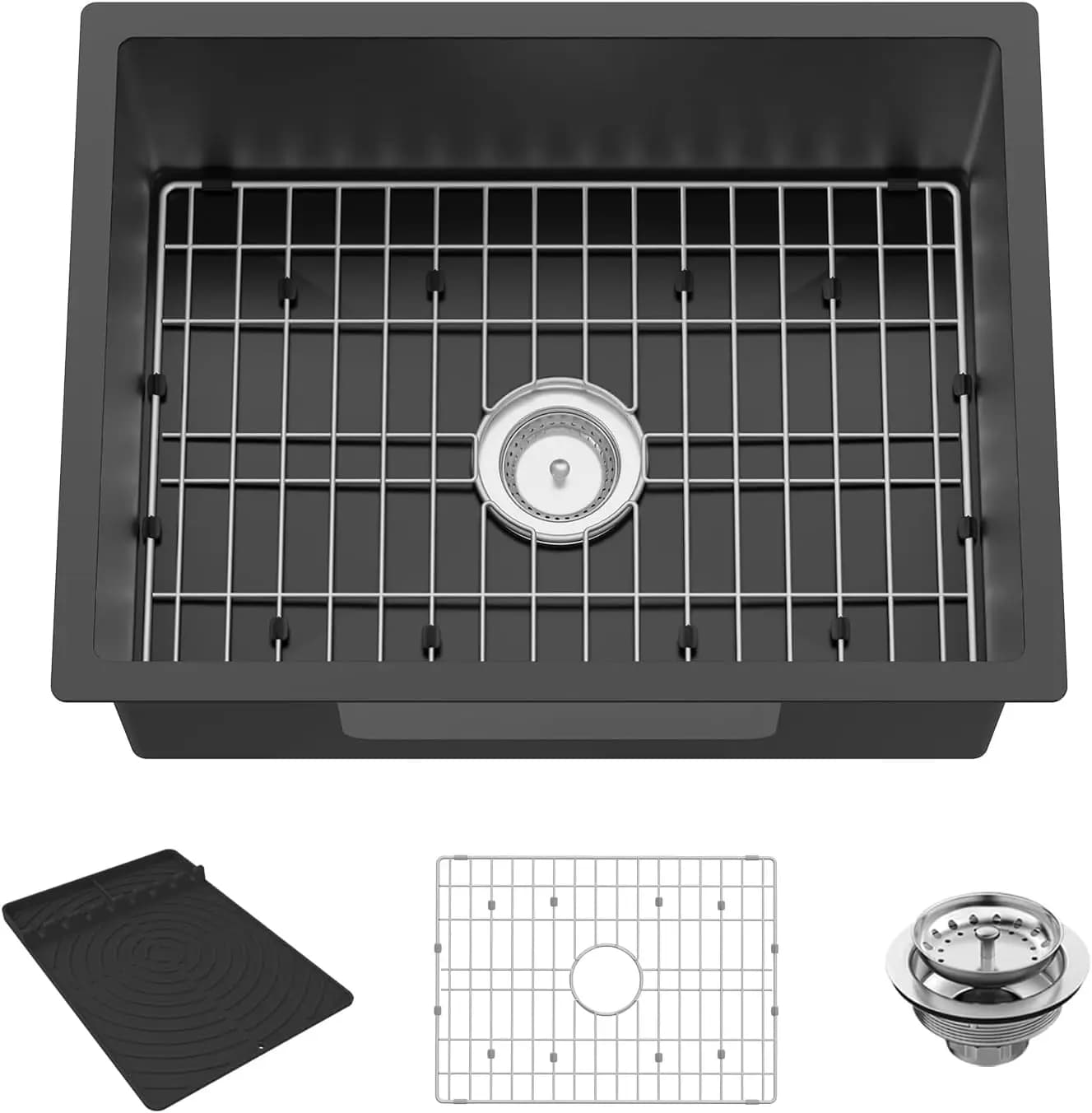 27-inch Undermount Kitchen Sink Workstation for Outdoor BBQ, Stainless Steel, with Cutting Board and Drying Unit