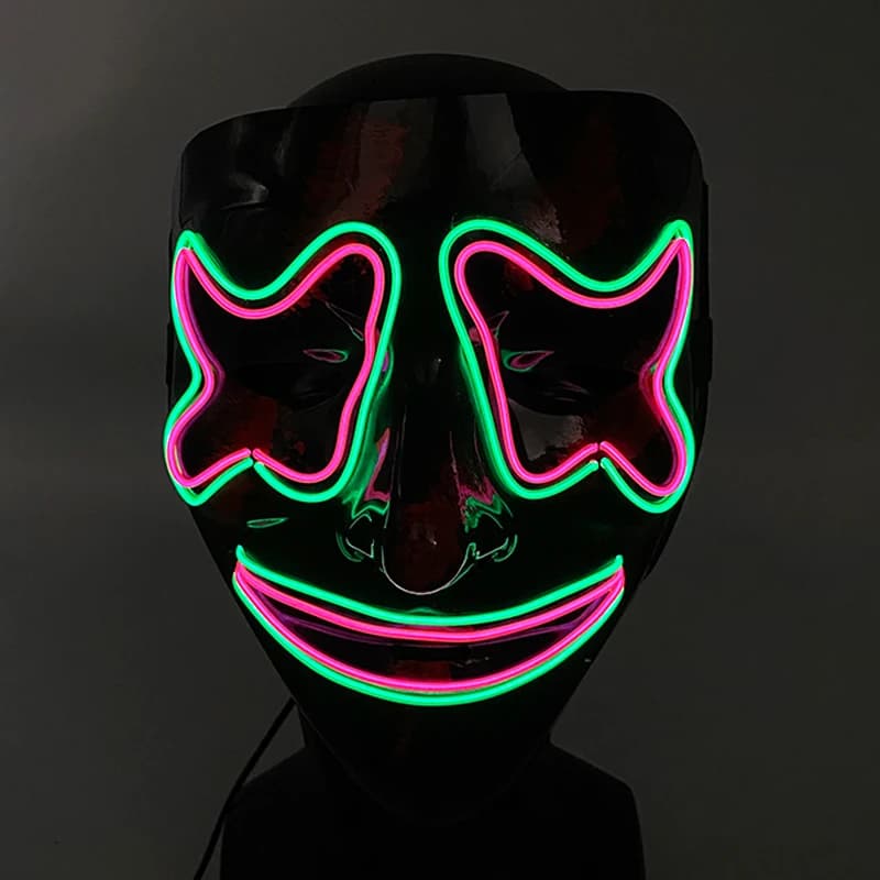 Fashionable incandescent marshmallow mask Lighted smile mask Bright scary mask Adult children's Halloween Mascara Cosplay costumes