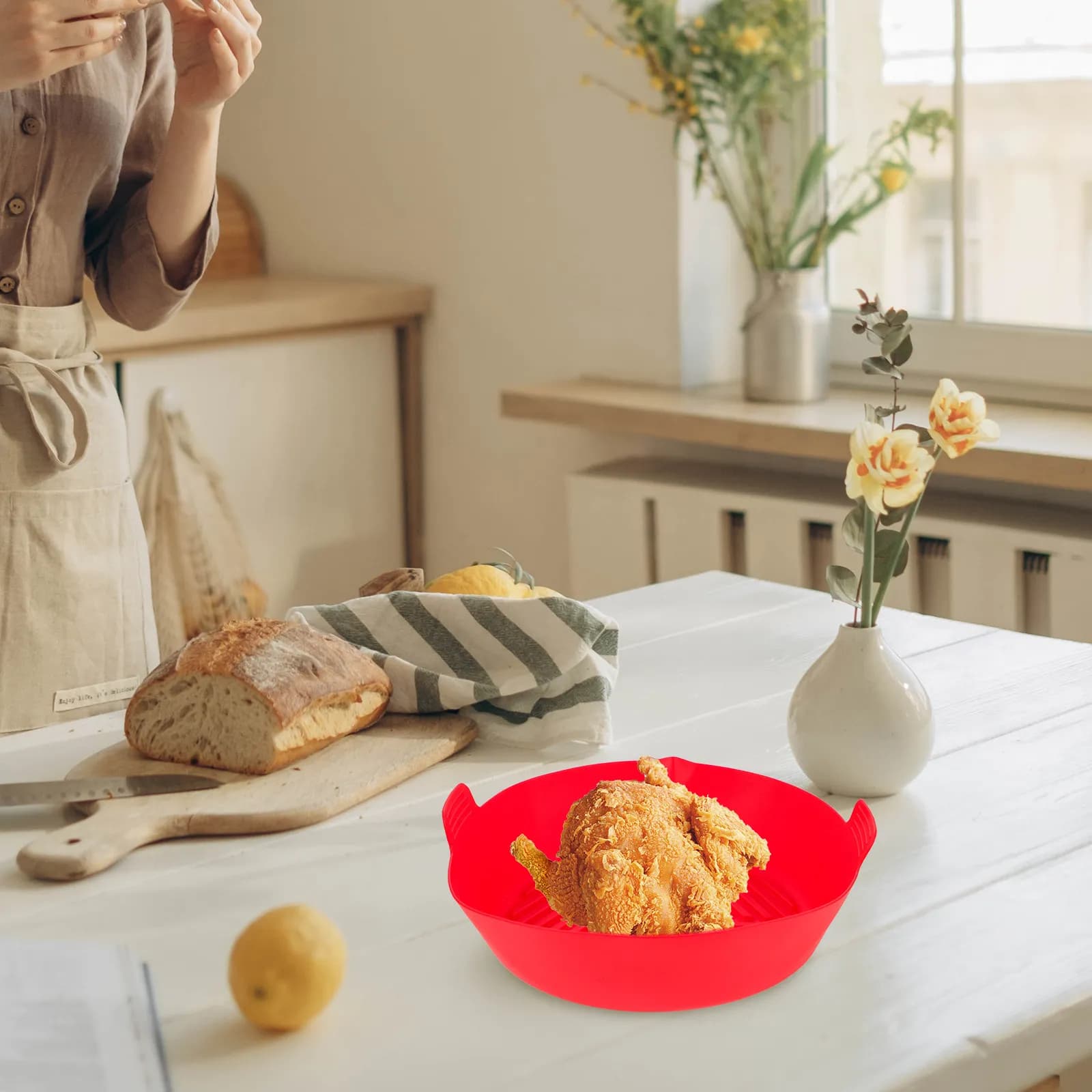 2 Pieces Silicone Mat Reusable for Air Fryer, Fryer Basket, Kitchen Tools